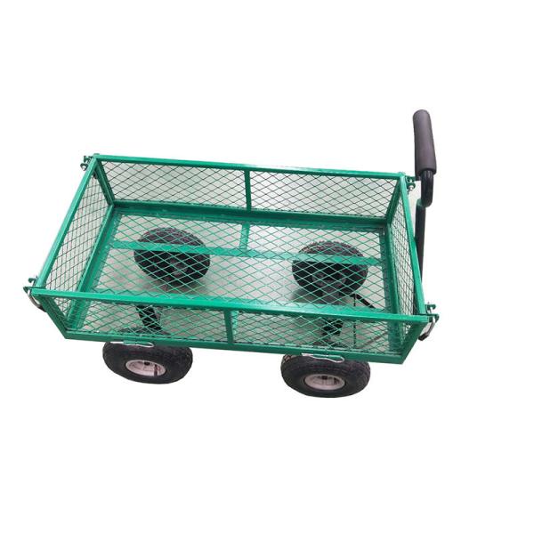 Outdoor Four Wheels Metal Mesh Wagon Garden Pull Cart with Dimension L x W x H 86*46*85