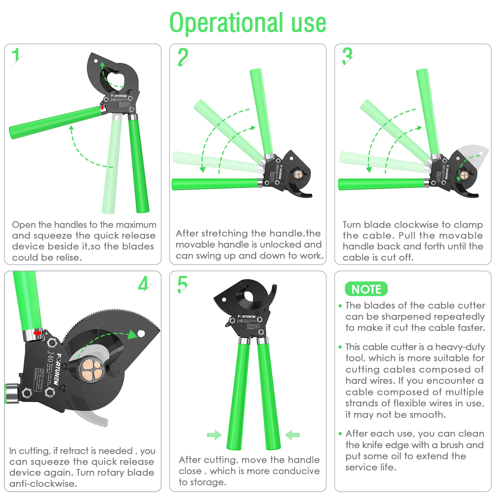 Practical Alloy Ratcheting Steel Cable Cutters , Anti Abrasion Ratchet Cable Shears