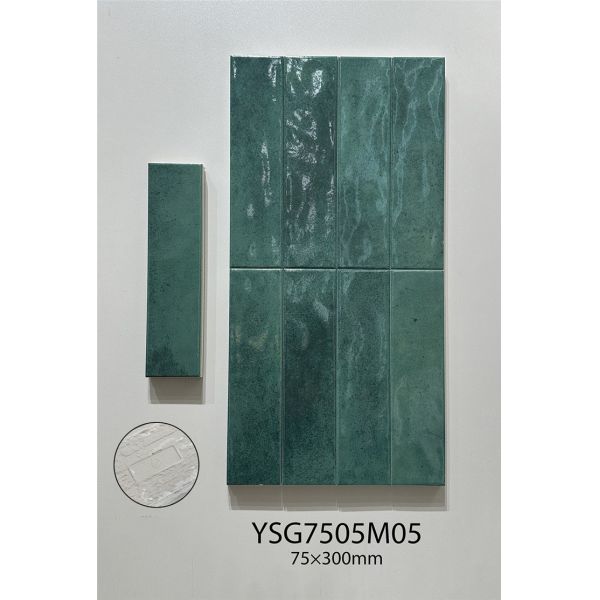 Antibacterial Green 75x300mm Glossy Inside Ceramic Wall Tiles For Dining Room and Office