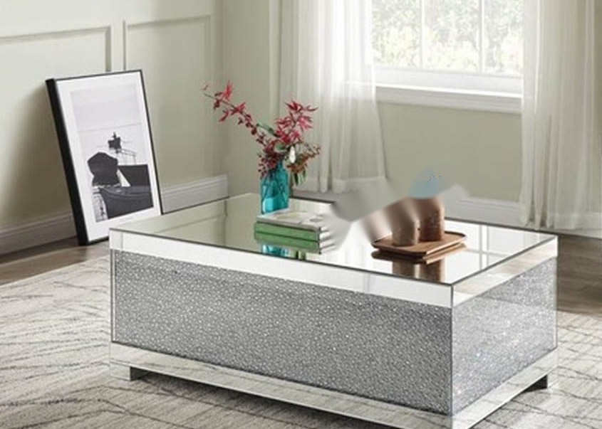 Mirrored Finish Coffee Table with MDF Material and 120X70X46CM Dimensions for Living Room
