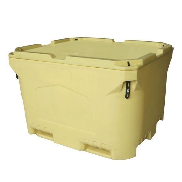 Heavy Duty 660L Rotomolded Cooler Box with 50mm PU Foam and Folk Lift Bottom for Fish Transportation