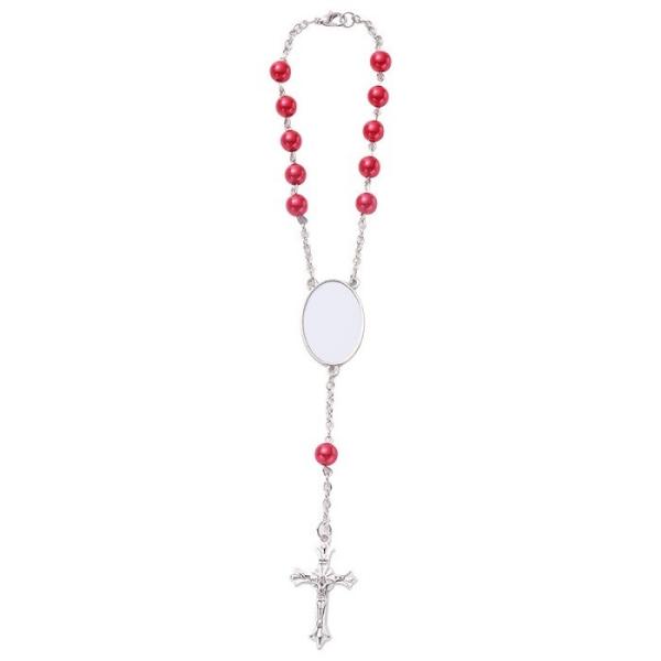 Multicolor Sublimation Beads Rosary Cross Bracelet Jewelry Blanks