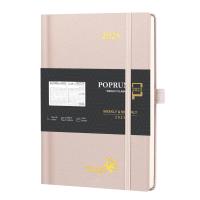 Luz - rosa 2023 papel de papel semanal do couro sintético do marfim do planejador 80GSM