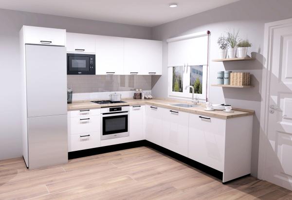 Melamine Finish Modern Modular Kitchen Cabinet L Shape Design
