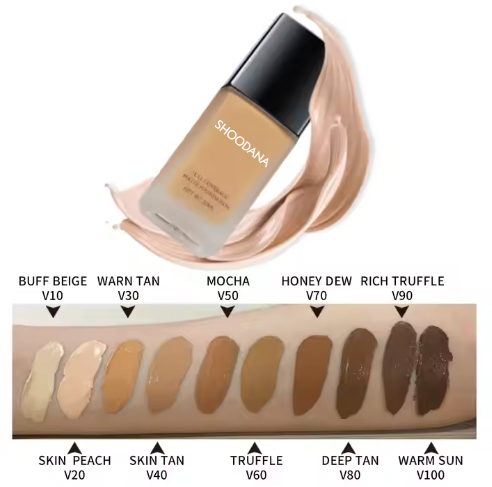 Vegan Full Coverage Liquid Foundation Private Label Waterproof Mineral Makeup Liquid Foundation