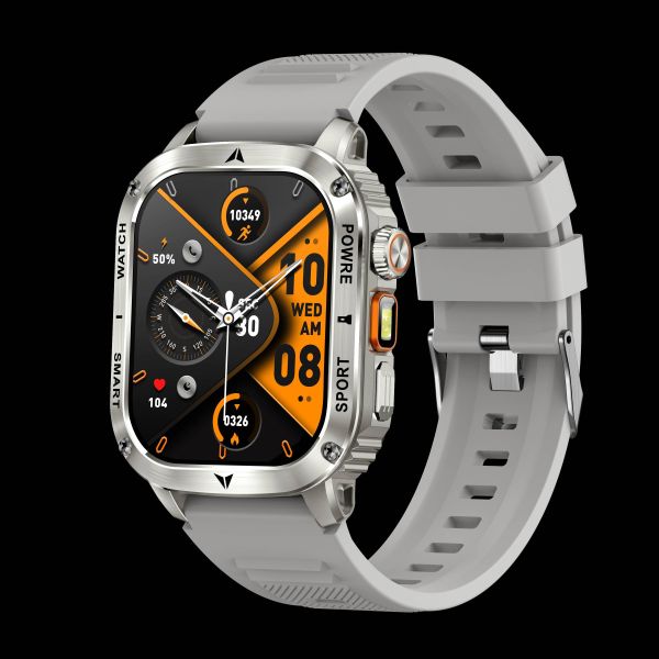 AK80 Smart Watch 2.01inch IPS Big Screen BT Call Flashlight for Sport Outdoors Health Men IP68 Waterproof Dafit Smartwatch