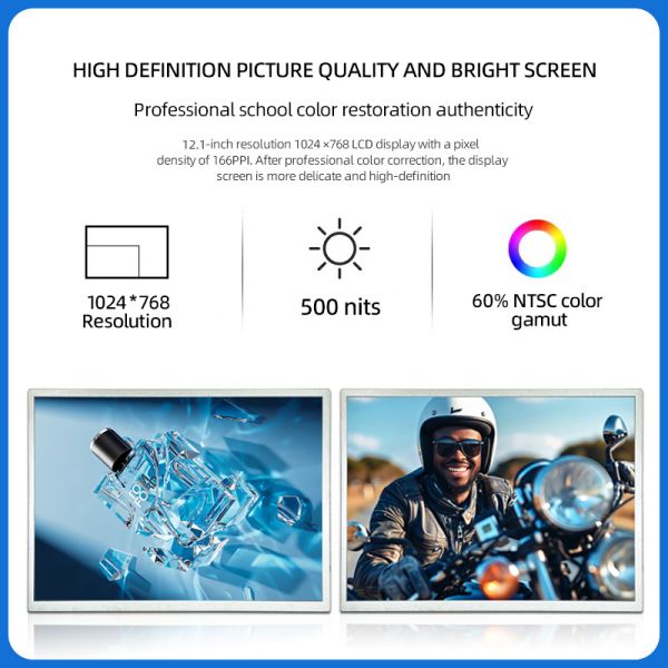 12.1-дюймовый 1024 * 768 наружной дисплей высокой яркости с интерфейсом LVDS