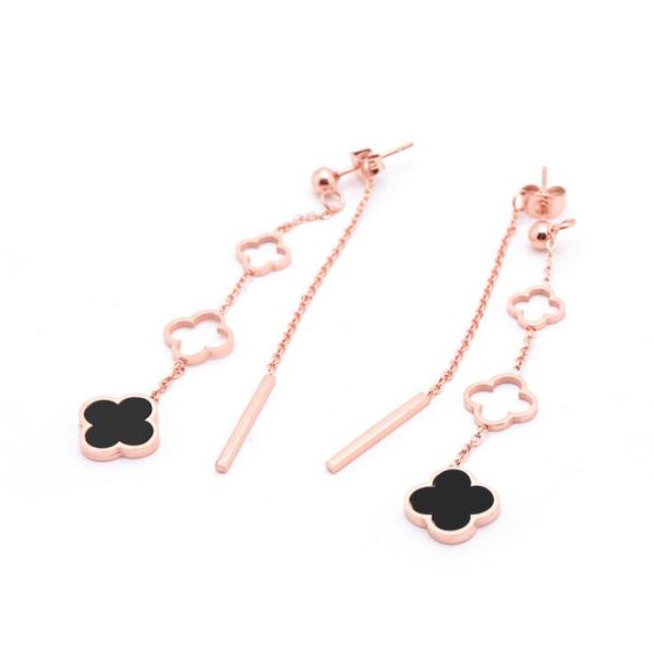 18K Gold Plated Stainless Steel Four Leaf Clover Earrings for Eomen Jewelry 4 Leaf Clover Drop Shell Fashion Jewelry
