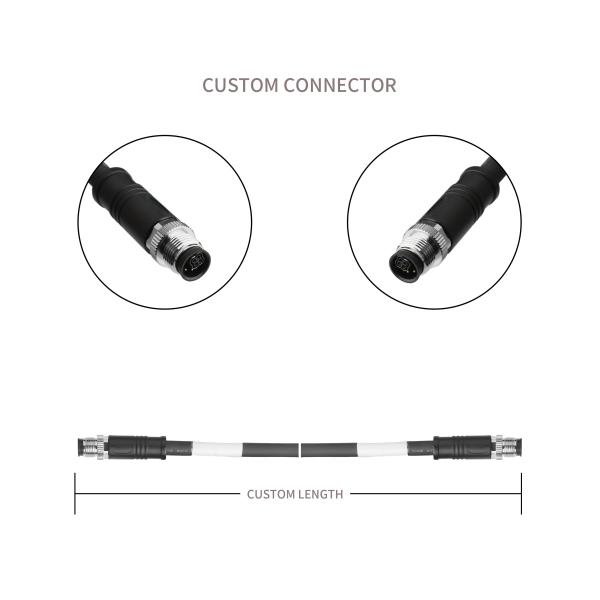 RoHS UL20554 26AWG cabo,BLACK PUR M12 híbrido 4+4Pin conector circular