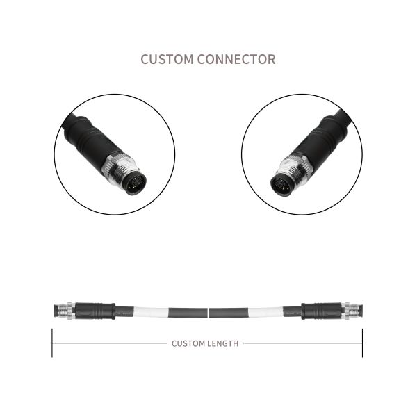 ROHS UL20554 26AWG кабель,ЧЕРНЫЙ PUR M12 Гибридный 4+4Pin Круговой разъединитель