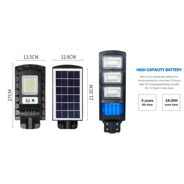 10AH Solar Power Wall Light , 1200lm 90w Outdoor Led Solar Street Light