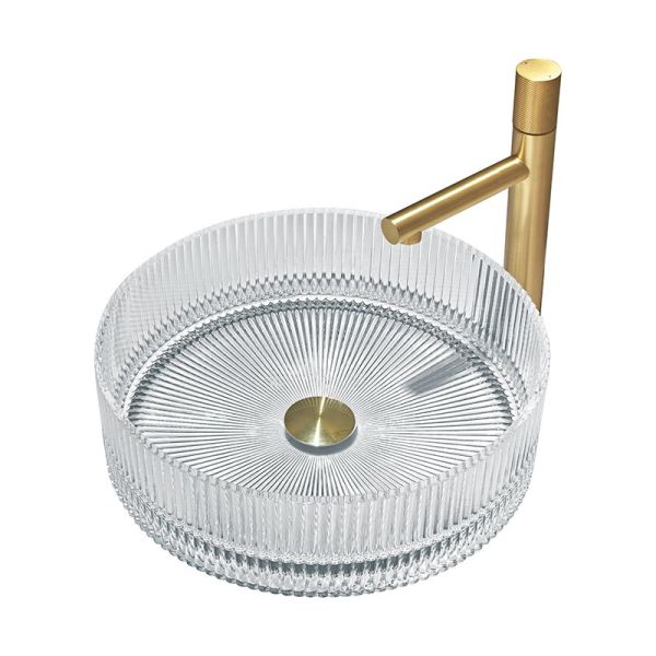 Cylinder Shaped Clear Glass Wash Basin Restaurant Crystal 15.5