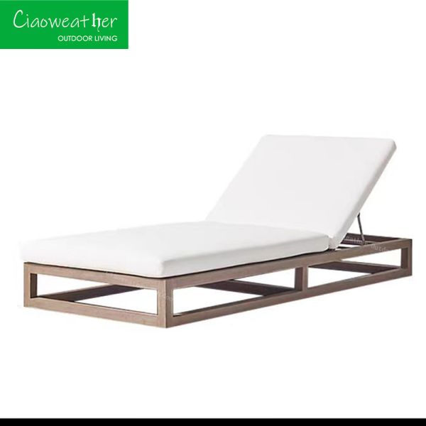 Outdoor Villa Hotel Garden Terrace Wooden Bed Lounge Chair with Solid Wood Style and Mail Packing
