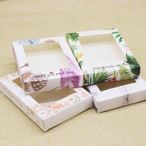 Elegant Printed Gift Box Set Marble Floral Wedding Christmas Packaging Window Design