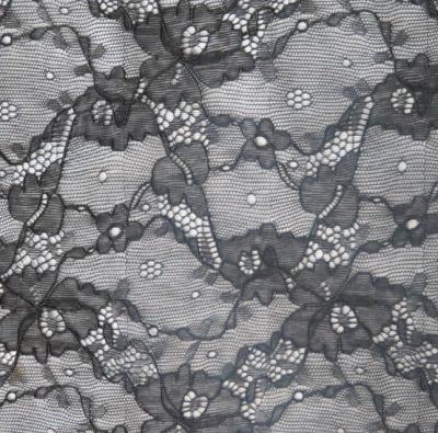 Black Stock Color high quality Elastic Flower Lace Fabric FNS1948