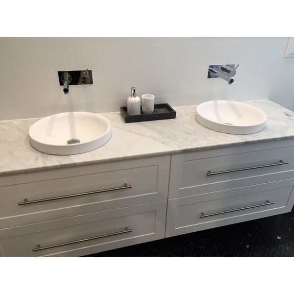 Modern White Bathroom Vanity Combo with Mirror and Sink 38-46 Inch Cultured Marble