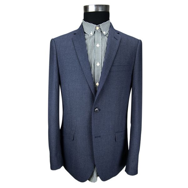 Single Breasted Mens Slim Fit Suit Blazer Breathable Navy T/R Fabric