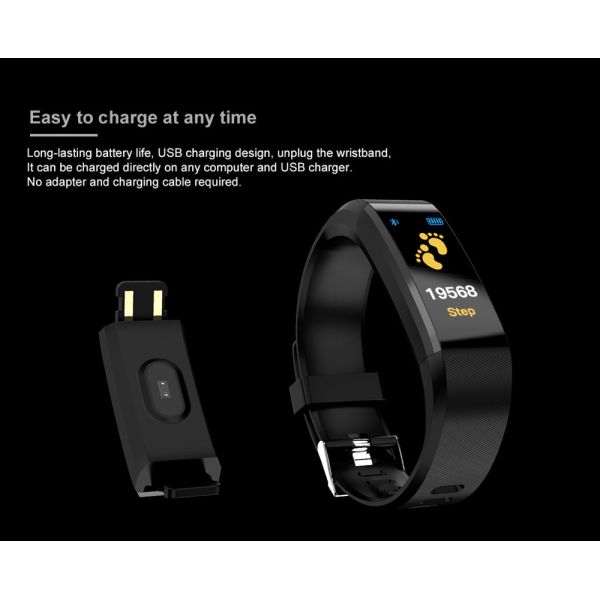 Color Screen Waterproof Smart Band with Heart Rate Monitor Wristband Bracelet Blood Pressure
