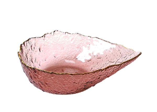 Vintage Gold Rim Drop-Shaped Dessert Salad Bowl,  Lead Free Glass Bowls by Centrifugal Casting
