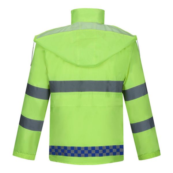 SGS Reflective Safety Rainwear Hooded Collar Hi Vis Rain Gear
