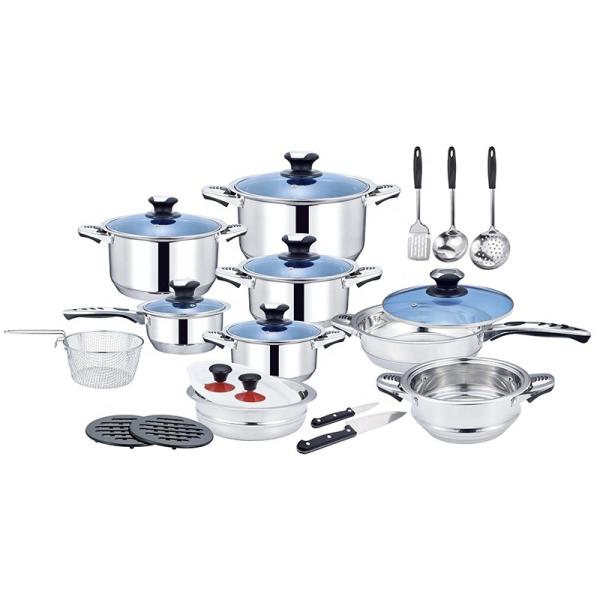 Combination Cookware Set Stainless Steel Kitchen Soup Cooking Pot Non Stick Frying Pan