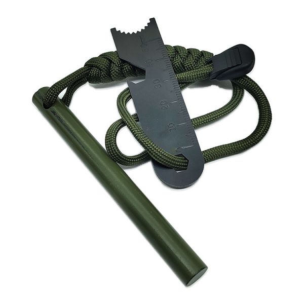 4 Inch Survival Ferrocerium Drilled Flint Fire Starter with Paracord Handle Versatile