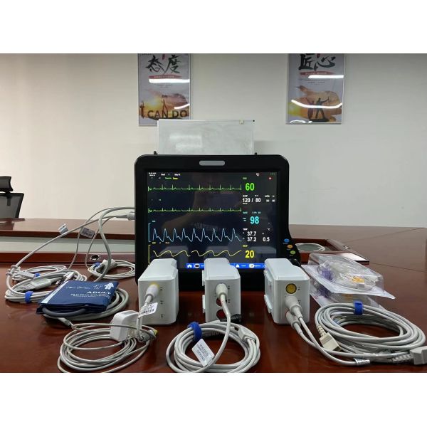 Multiparameter ICU Heart Monitor, Hospital Vitals Machine com 15 