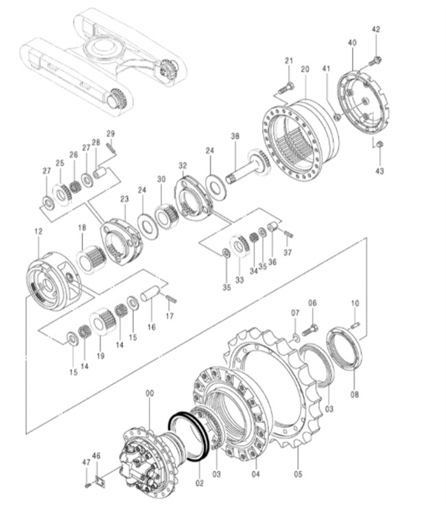 9195447 частей шестерни экскаватора, конечная передача 9170996 ZX200 Хитачи