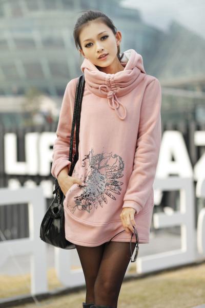 Фуфайки дам осени с капюшоном, вышитый OEM хлопка