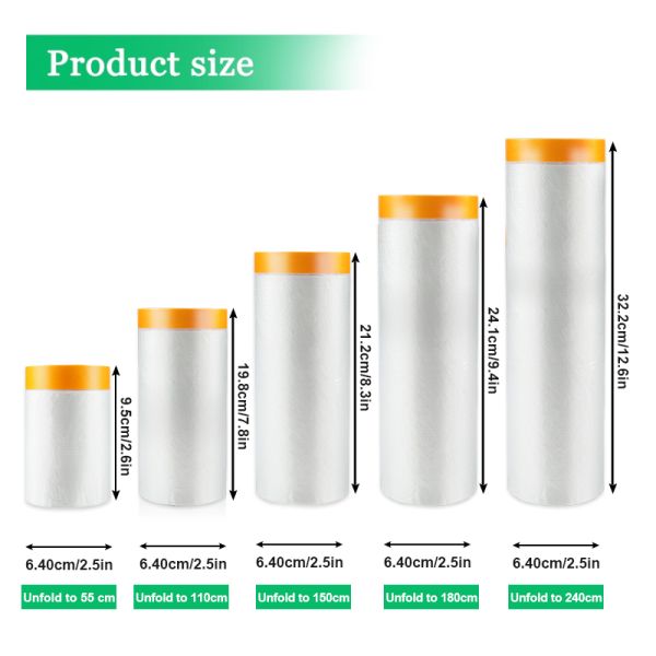 Resistência ao calor PE Film de mascaramento transparente com fita adesiva PPF Film Mobiliário à prova de pó