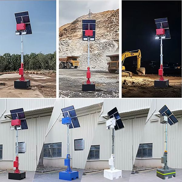 Portable Solar Light Tower Construction Light Tower Running Time 19.2 Hours  LED Mobile Light Tower