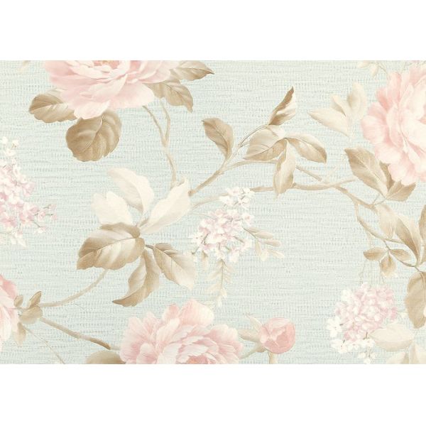 Moisture Proof Country Floral Wallpaper / PVC Embossed Wall Covering For Living Room