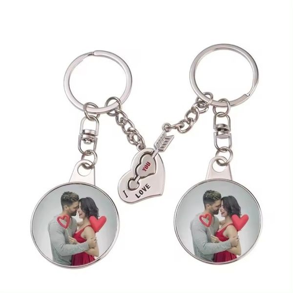 Couples Keyrings Sublimation Love Keychain For Couples Romantic Key Chain