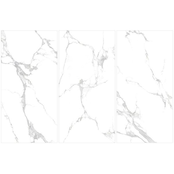 Carrara White Marble Look Ceramic Tile , Ink - Jet Printing Marble Kitchen Tiles