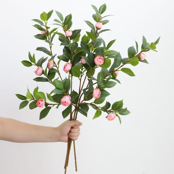 Flores artificiales de camelia para fotografía de bodas Requisitos, salón y decoración de la mesa de comedor
