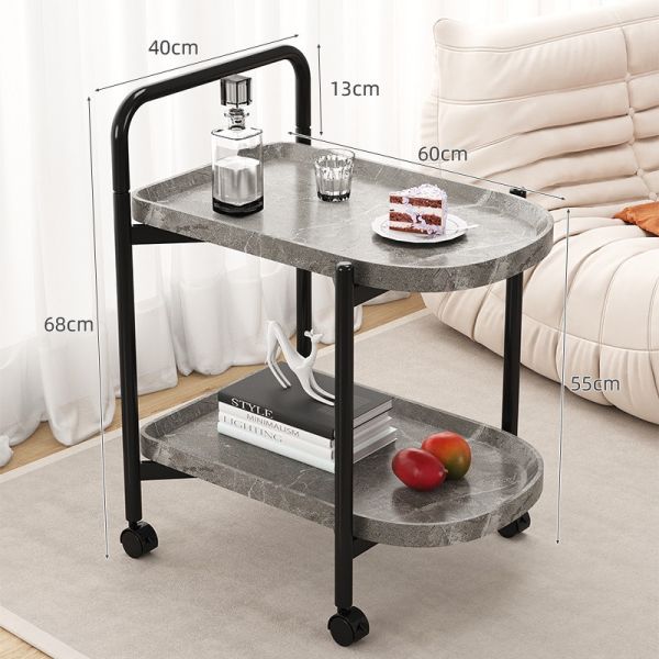 CONSOLE TABLE Nordic Style Removable Coffee Table Cart With Wheels Storage Rack Small Tea Solid Wood 2 Layer Furniture