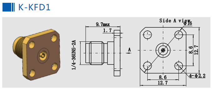 Conector del soporte 2.92m m RF del panel de la comunicación por satélite