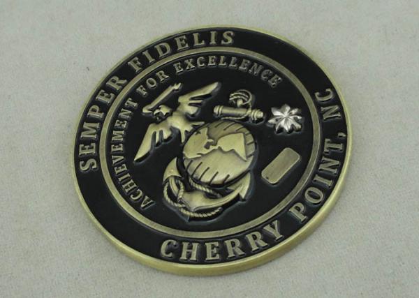 3D SEMPER FIDELIS USA Navy Personalized Coins Brass Die Struck / Antique Brass Plating