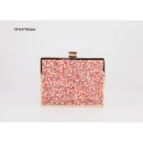 Luxury high quality pink color crystal clutch purse ladies bag evening handbag