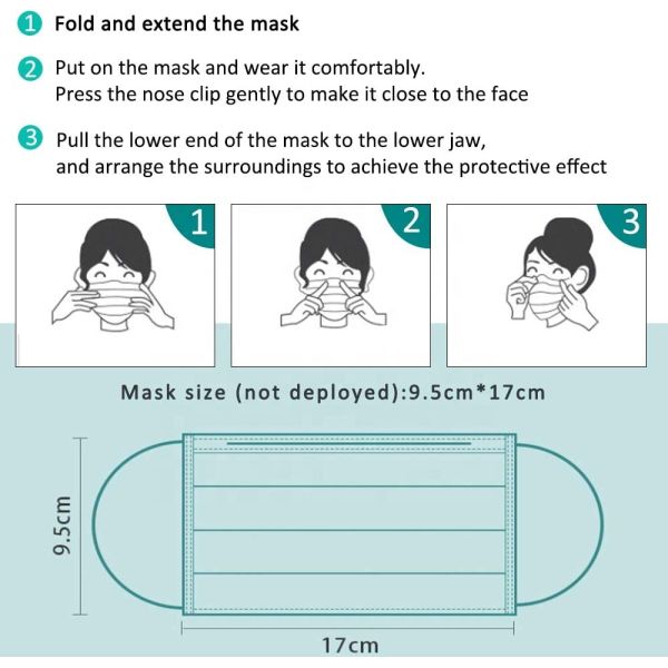 Disposable Protective Face Mask , 3 Ply EarloopNon Woven Surgical Mask