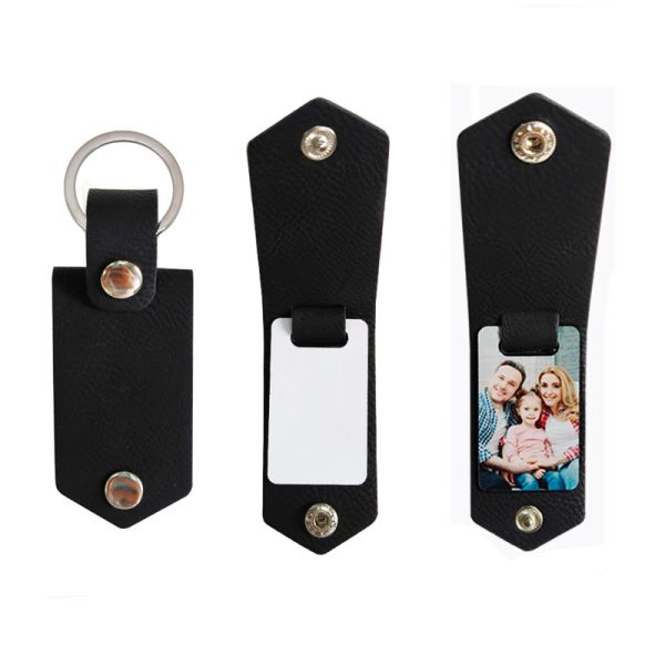 Custom Leather Key Chain Sublimation Metal Keychain With Printable Aluminum Sheet