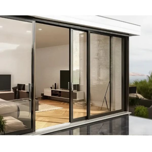 Современный дизайн алюминиевых подъемных раздвижных дверей с толщиной стенки 1,4 мм и двойным стеклом
