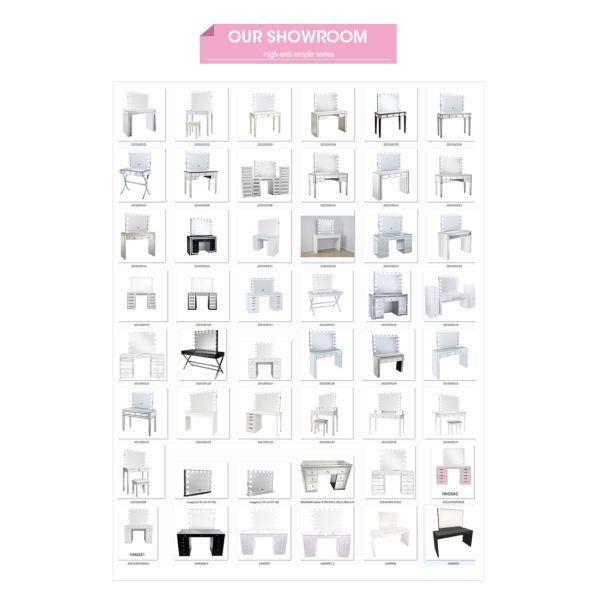 Wooden Compact Dressing Table Corner Vanity Set Assembled