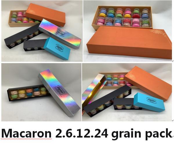 Linda caixa de embalagem de macaron de papel com 12 peças com janela transparente e 12 bandejas internas de plástico
