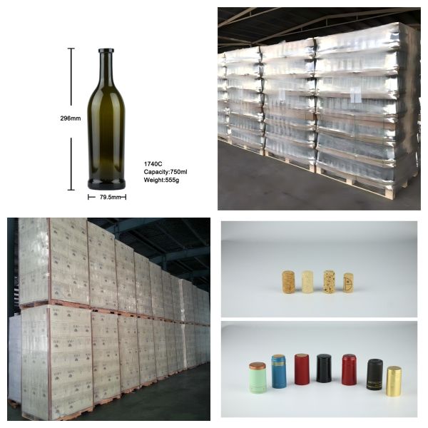 Storage 750ml Empty Wine Glass Bottle  Bar Top For Red Wine 555g 1740C
