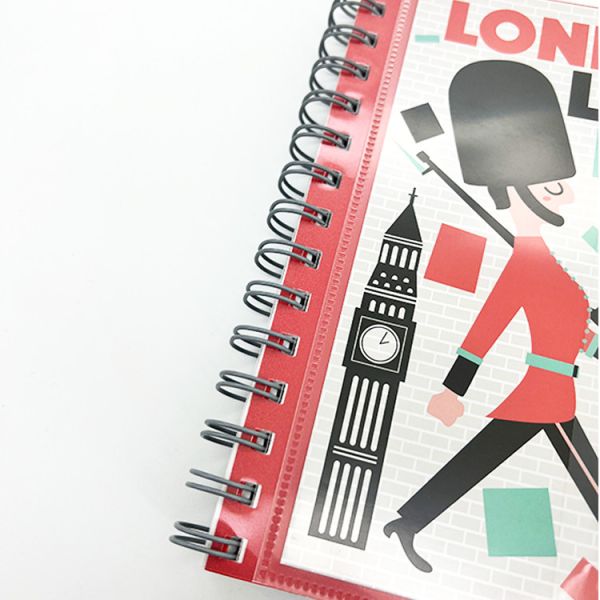 Customized Plastic Wire Journal Book Printing With Sticker Gloss lamination
