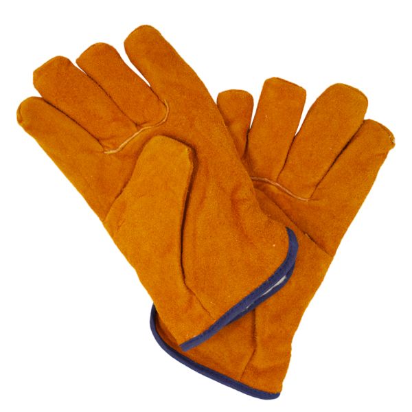 Guantes amarillos de barbacoa resistentes al calor y antideslizantes Guantes de trabajo de piel de vaca