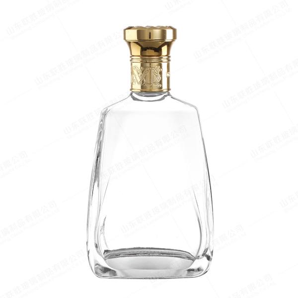 Hot Stamping Surface Handling 500ml 750ml 1000ml Glass Bottle For Spirits Bottle Square