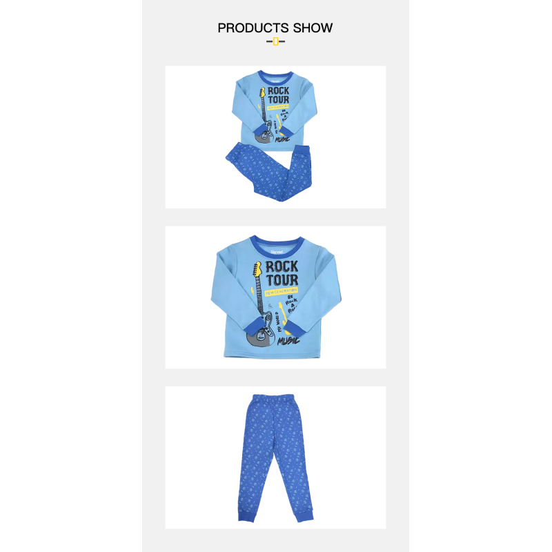 Thermal Comfortable Soft Cartoon Printed 2 Piece Sets Kids Sleepwear Polyester Cotton Children Pajama