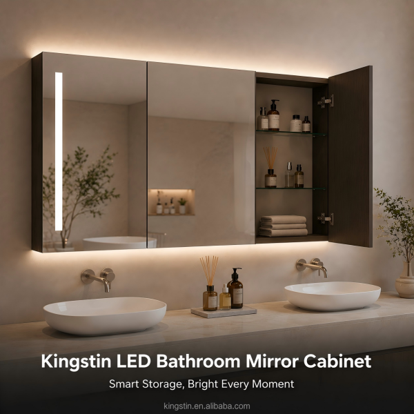 Kingstin Premium Copper-Free Silver Glass Smart LED Mirror Cabinet for Hotels & Home Bathrooms